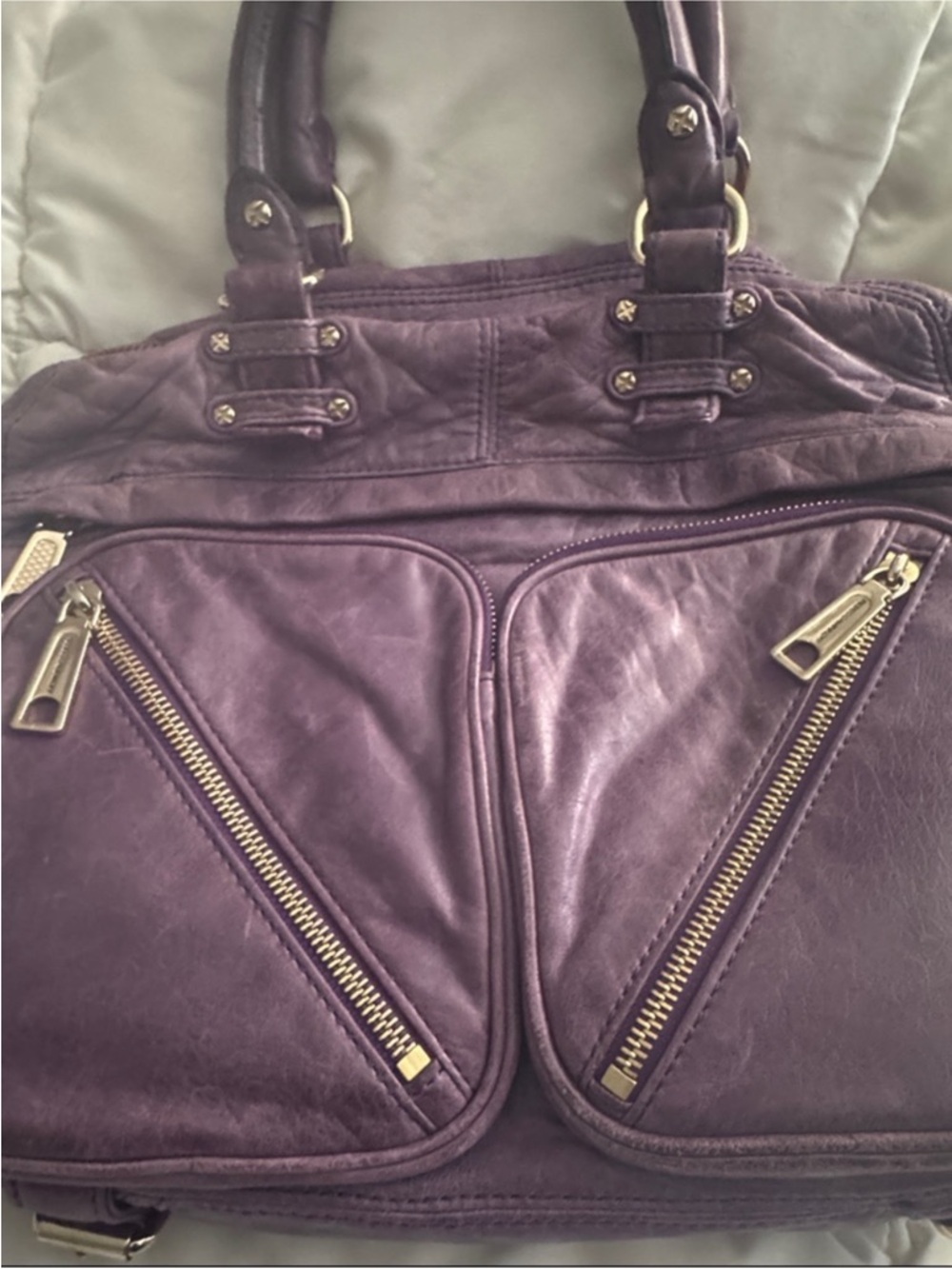 Rebecca Minkoff Eggplant Leather Bag with Gold Hardware